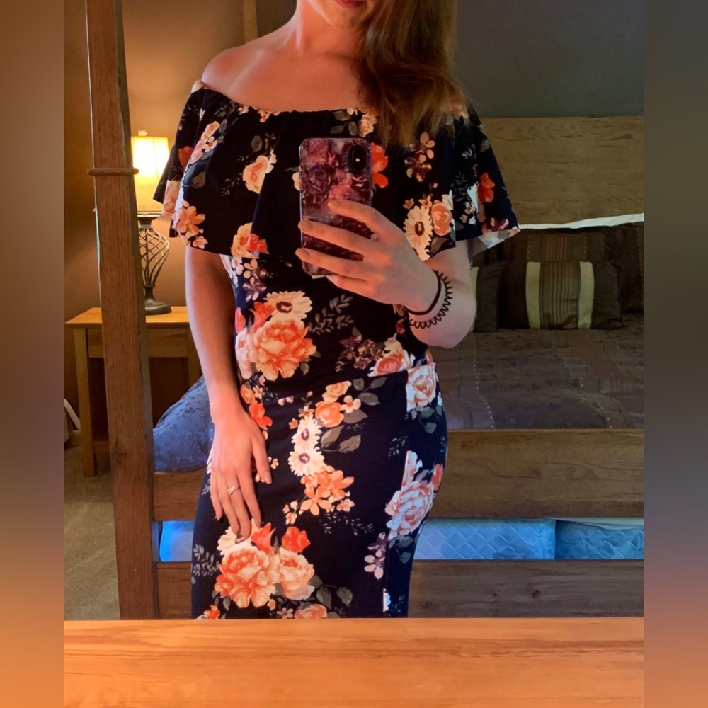Crave fame floral cold shoulder dress